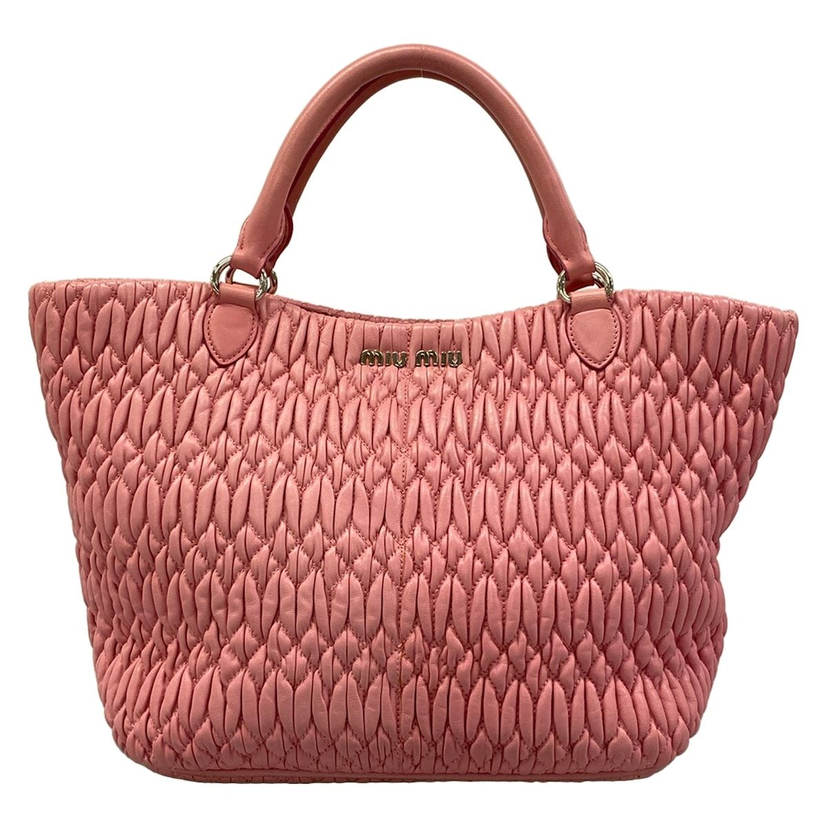 Miu Miu Tote Miu Crystal Pink Leather