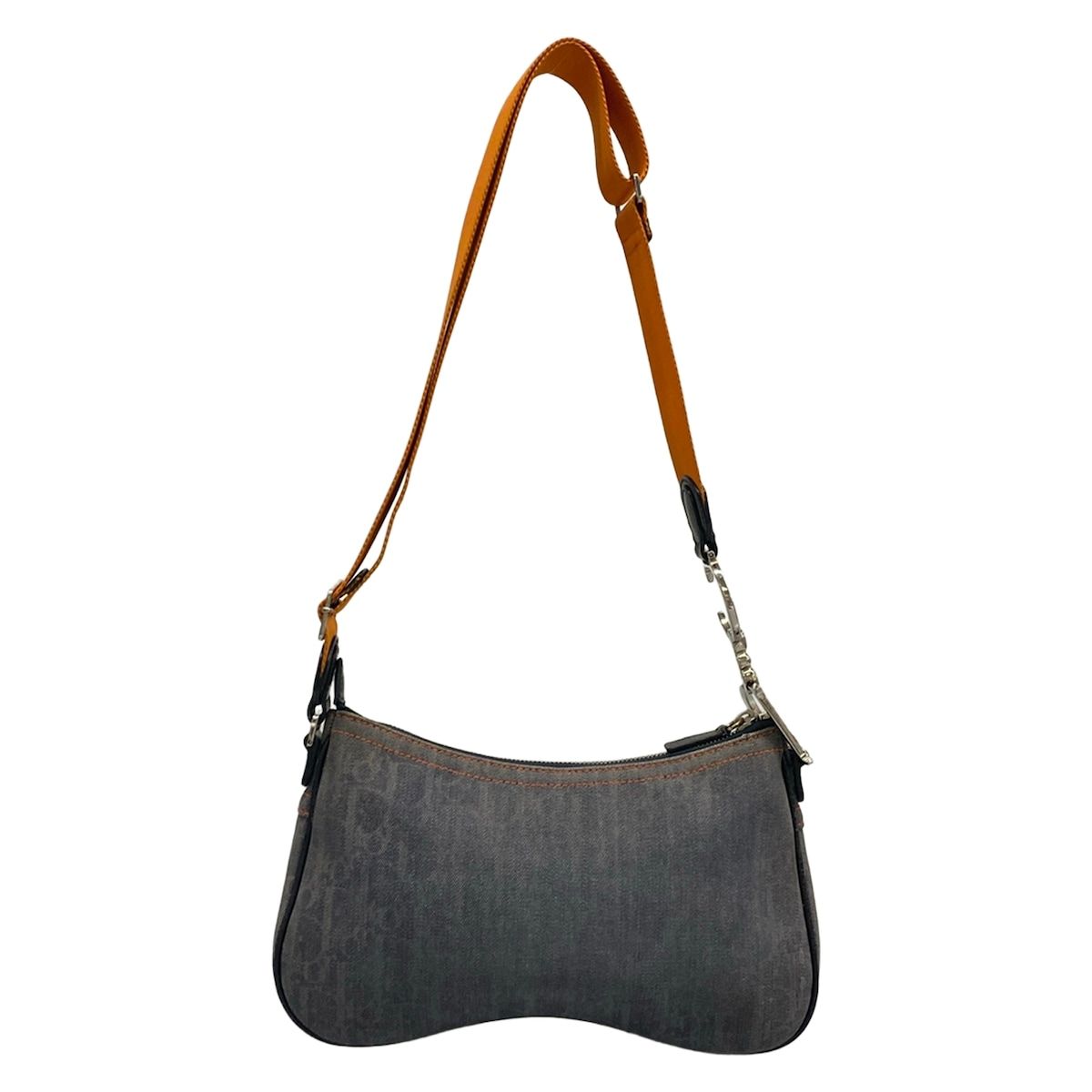 Dior Shoulder Bag Flight Trotter Dark Gray Orange Leather — view 3