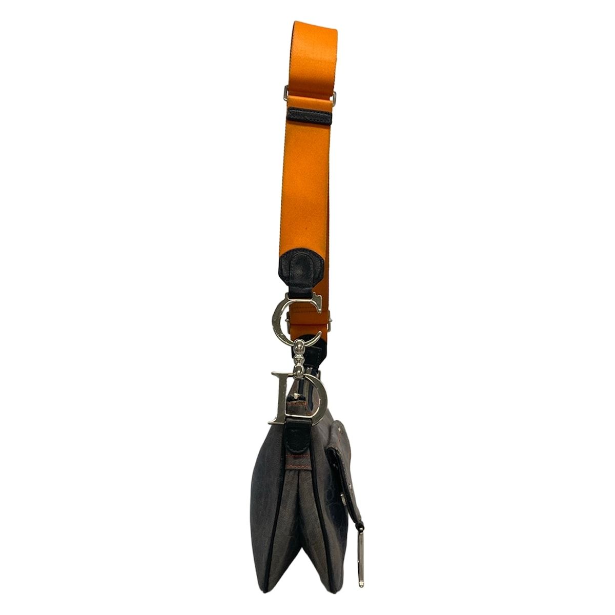 Dior Shoulder Bag Flight Trotter Dark Gray Orange Leather — view 2