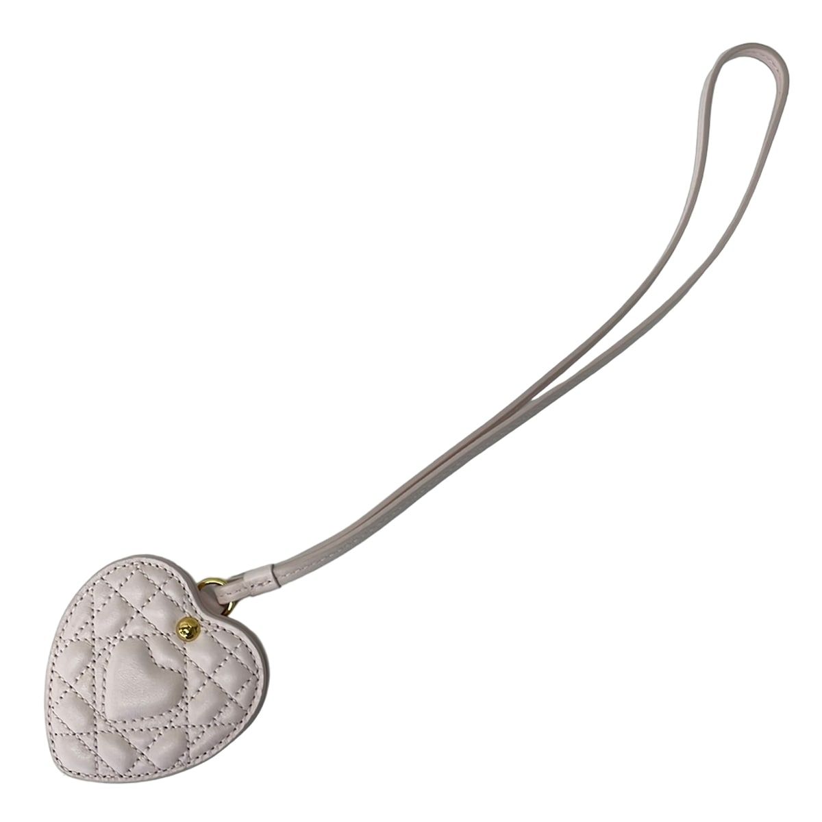 Dior Key Holder Pale Pink Bag Charm Cannage Mirror