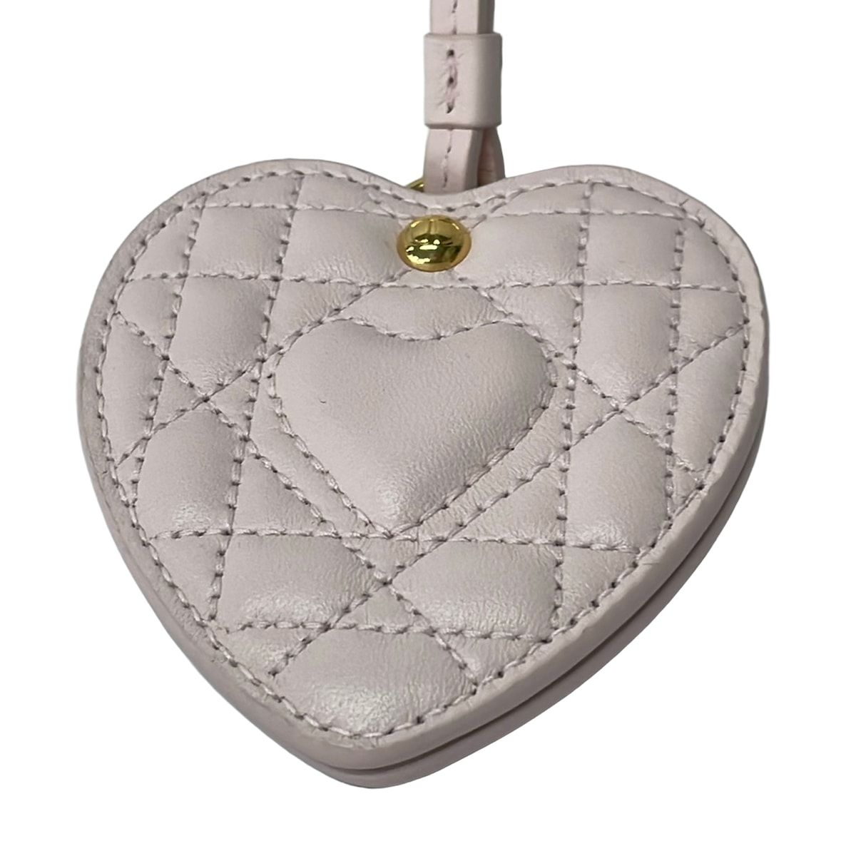 Dior Key Holder Pale Pink Bag Charm Cannage Mirror — view 4