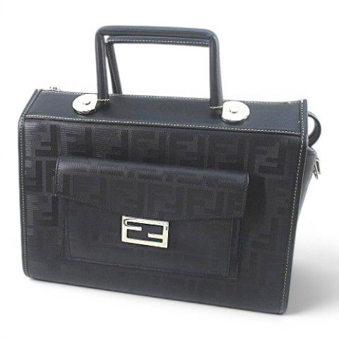 Fendi Soft Truk Boston Bag Zucca Pattern Black