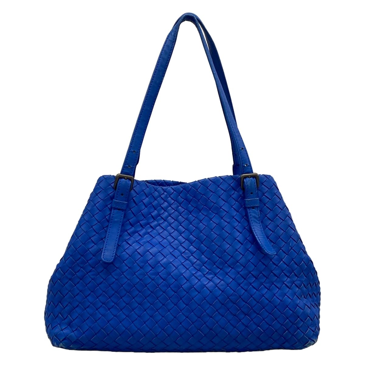Bottega Veneta Tote Cesta Blue Leather
