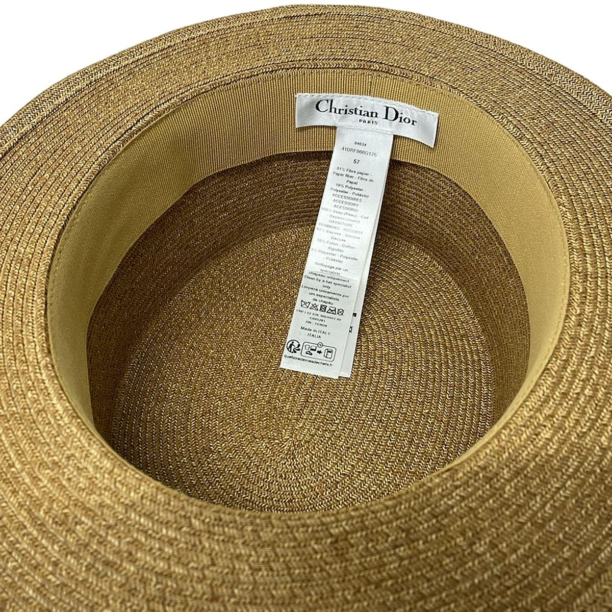 Dior Hat 57 Rodeo Hat Beige Black Flower Narrow Brim — view 4