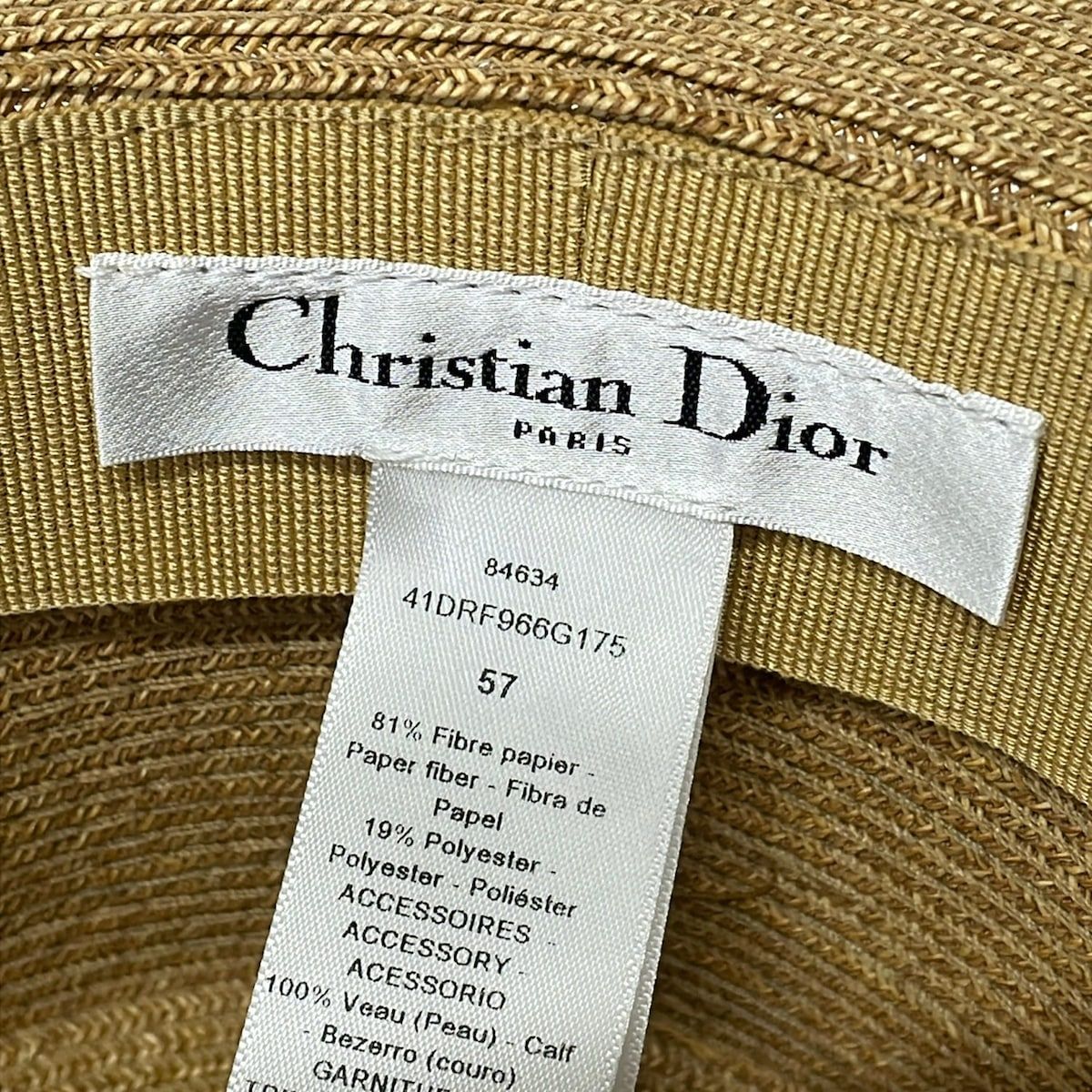 Dior Hat 57 Rodeo Hat Beige Black Flower Narrow Brim — view 5