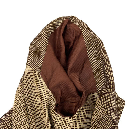 Hermes Coat 38 M Beige Dark Brown Wool Check Pattern Long Sleeve Spring Autumn — view 8