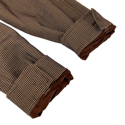 Hermes Coat 38 M Beige Dark Brown Wool Check Pattern Long Sleeve Spring Autumn — view 6