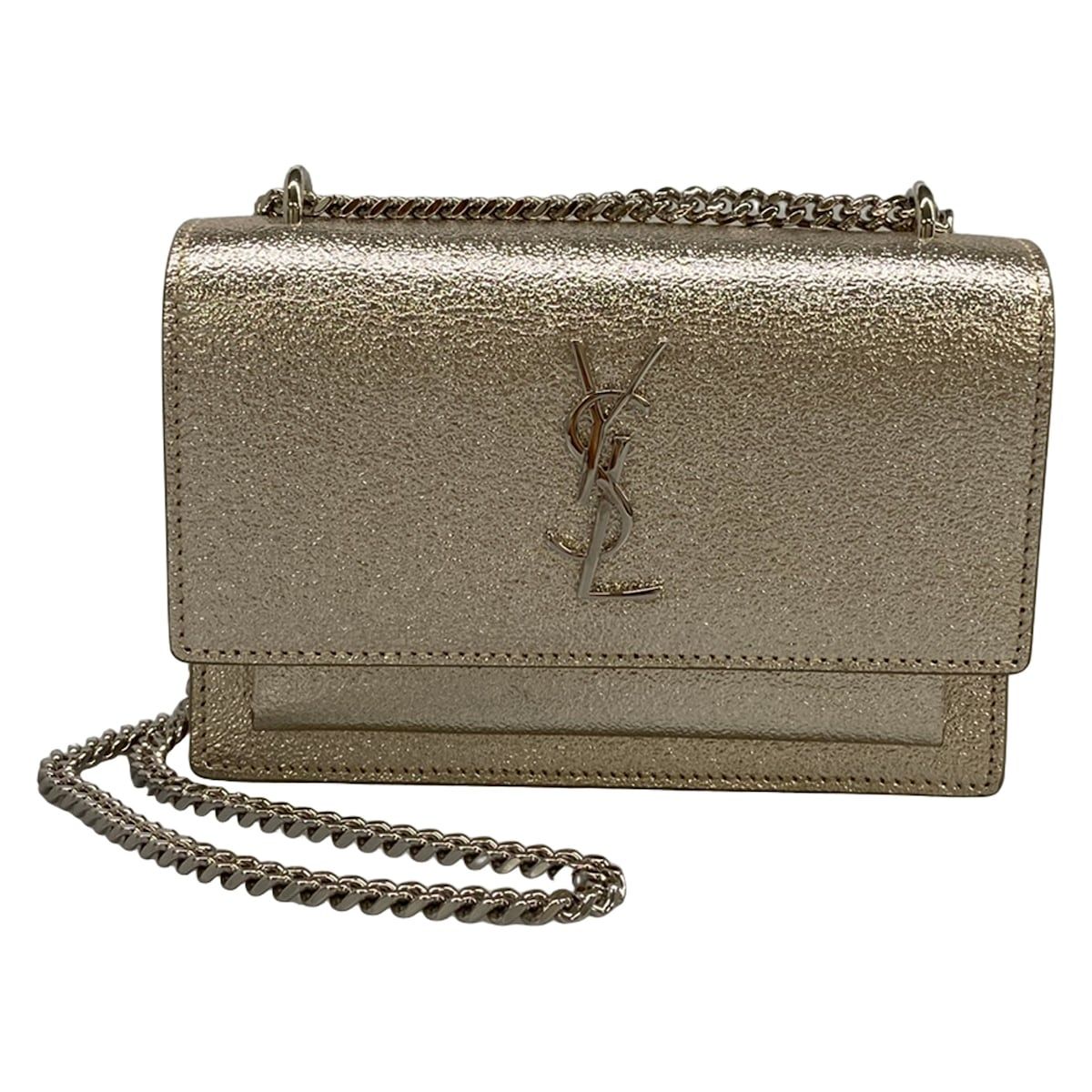 Saint Laurent Paris Wallet Sunset Chain Champagne Gold Leather