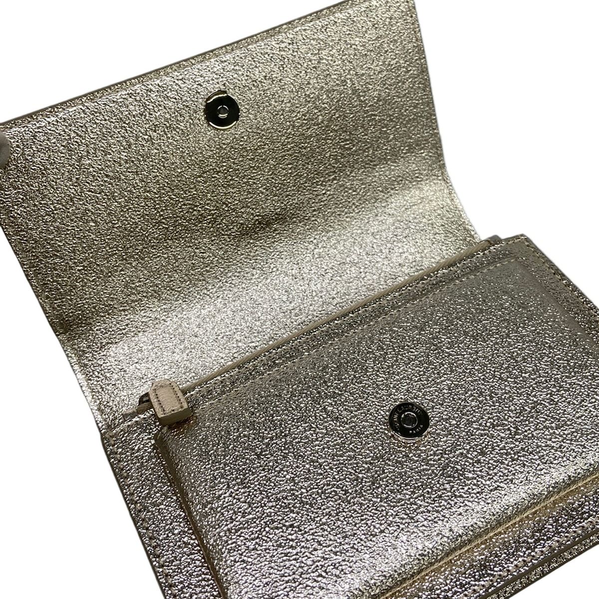 Saint Laurent Paris Wallet Sunset Chain Champagne Gold Leather — view 3