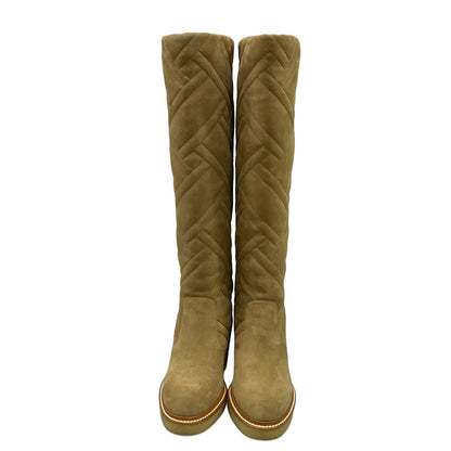 Hermes Long Boots 37 Fjord Exlibris Khaki Quilted — view 5