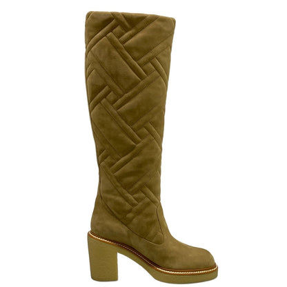 Hermes Long Boots 37 Fjord Exlibris Khaki Quilted — view 2
