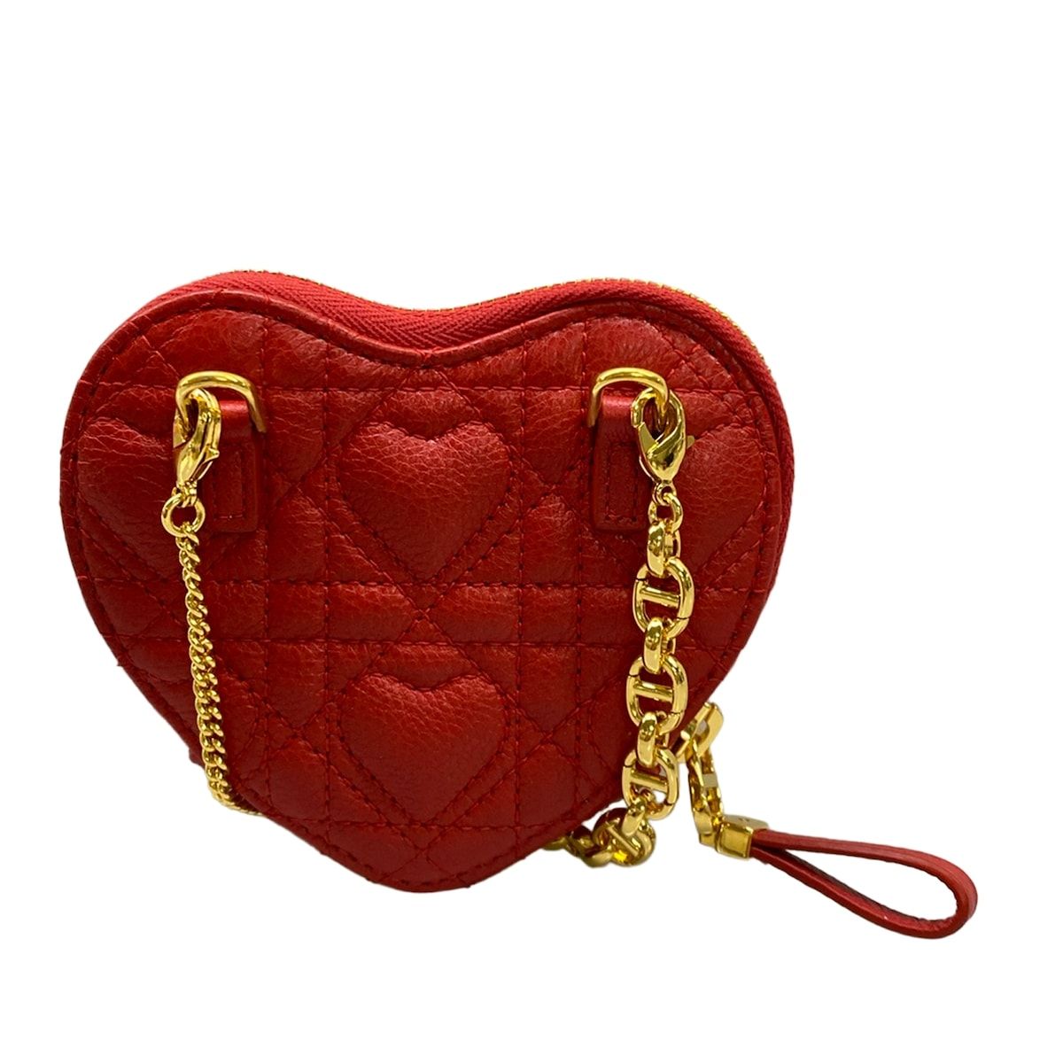 Dior Pouch Caro Chain Heart Red Lambskin — view 2
