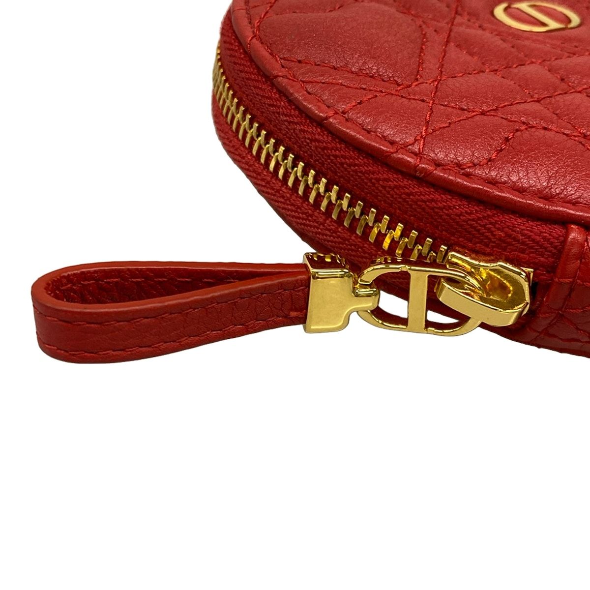 Dior Pouch Caro Chain Heart Red Lambskin — view 6