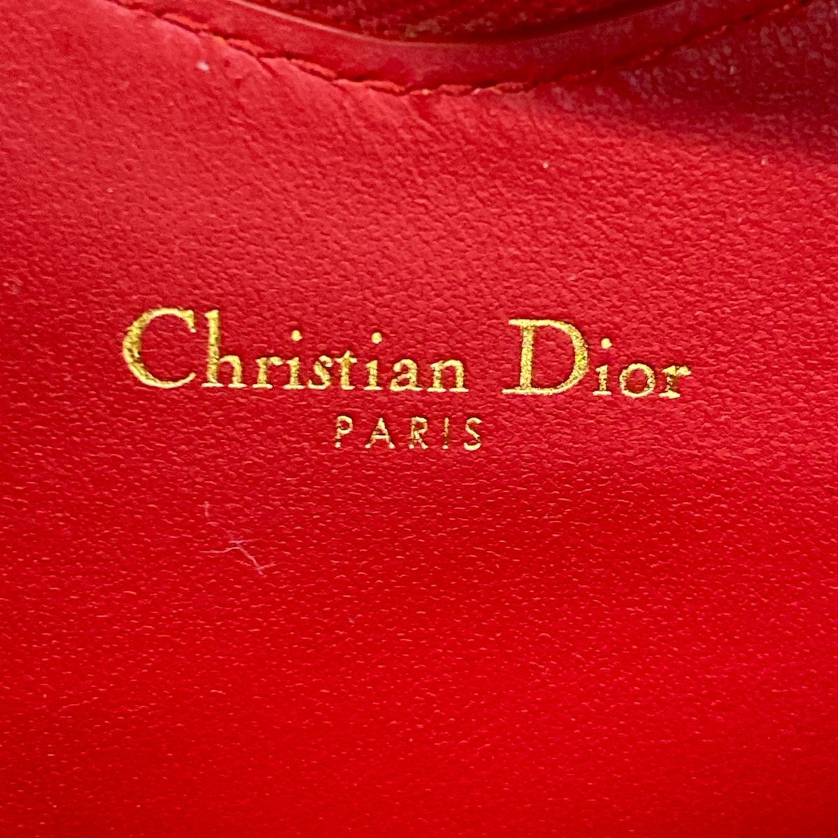 Dior Pouch Caro Chain Heart Red Lambskin — view 5