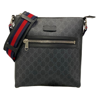 Gucci Shoulder Bag GG Plus Supreme Dark Gray Black Multi Leather
