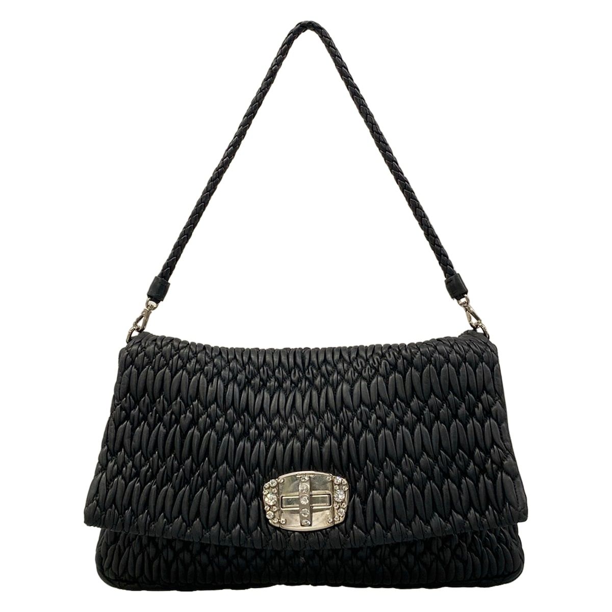 Miu Miu Shoulder Bag Miu Crystal Black Bijou Leather