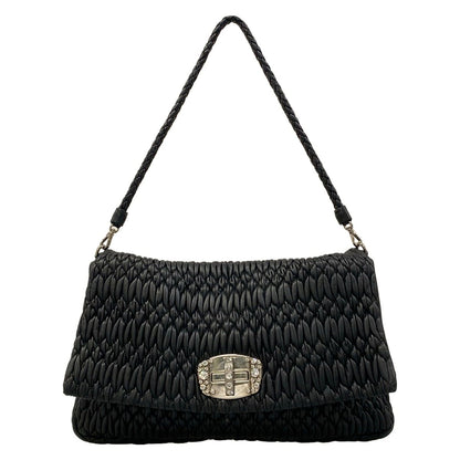 Miu Miu Shoulder Bag Miu Crystal Black Bijou Leather