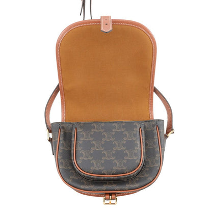 Celine Shoulder Bag Folco Triomphe Calf Leather Brown — view 5