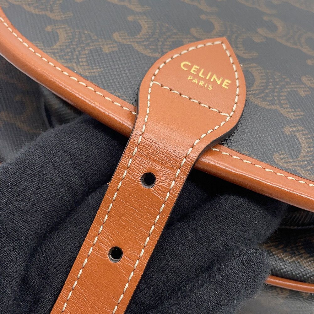 Celine Shoulder Bag Folco Triomphe Calf Leather Brown — view 7