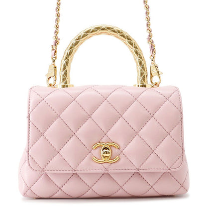 Chanel Handbag Coco Handle CC Logo Quilted Top Xxs Lambskin 2-Way