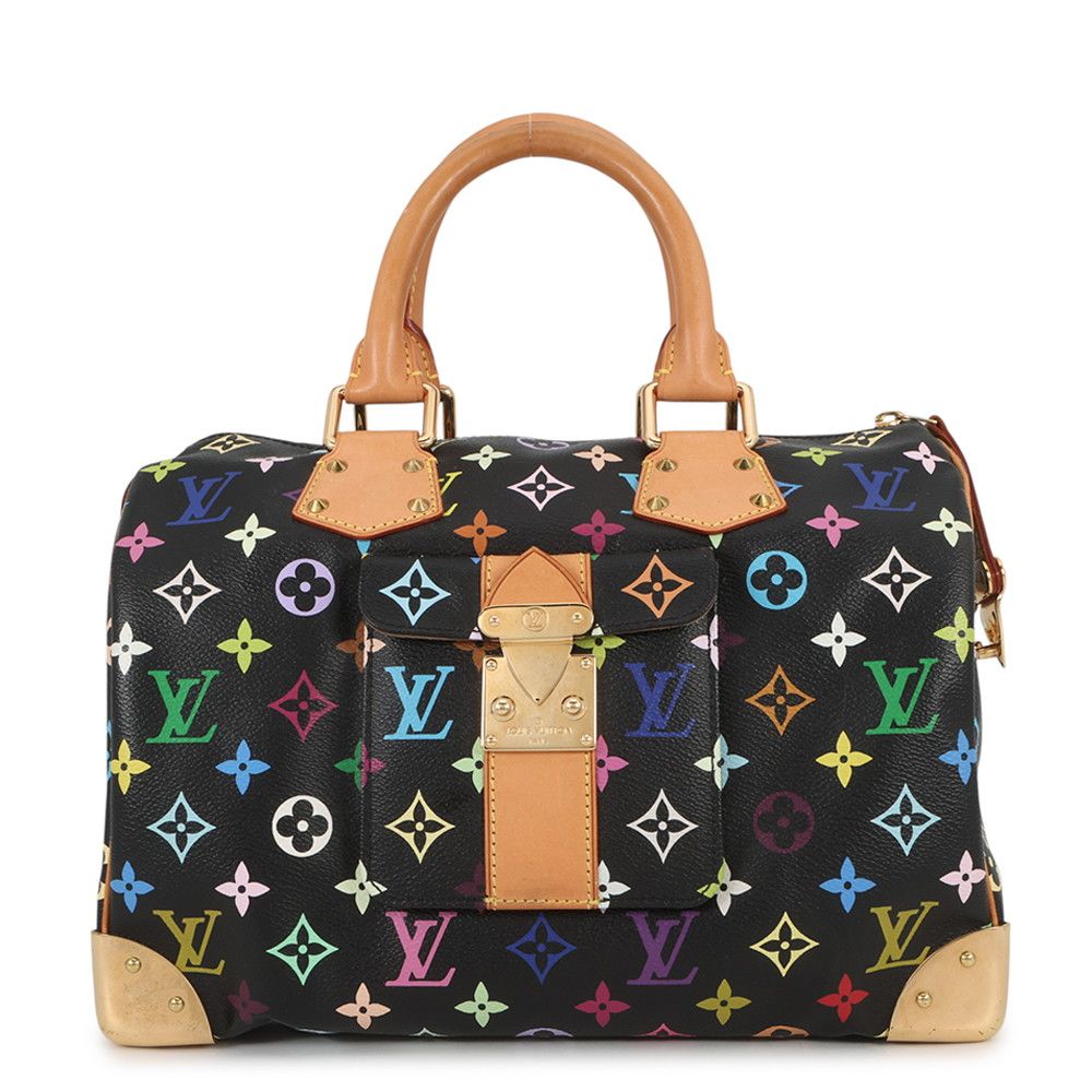 Louis Vuitton Handbag Monogram Multicolor Speedy 30 Bag Black