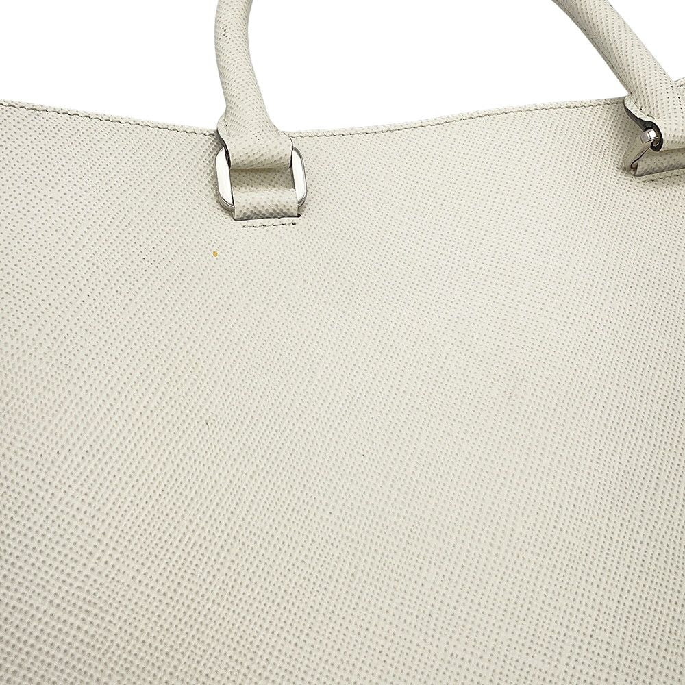 Prada Tote Triangle Embossed Logo Saffiano 2-Way Shoulder Bag White — view 7