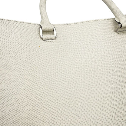 Prada Tote Triangle Embossed Logo Saffiano 2-Way Shoulder Bag White — view 7
