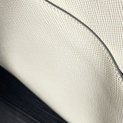 Prada Tote Triangle Embossed Logo Saffiano 2-Way Shoulder Bag White — view 9
