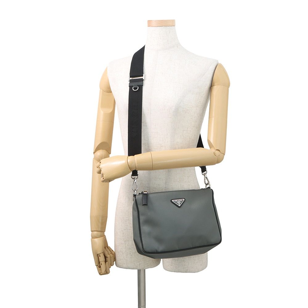 Prada Shoulder Bag Triangle Logo Bicolor Nylon Leather — view 4