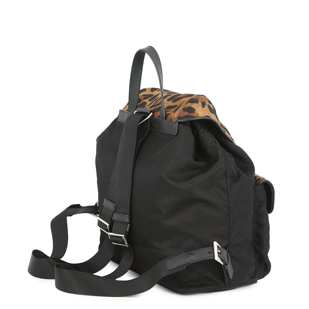 Prada Backpack Nylon Leopard Black — view 2