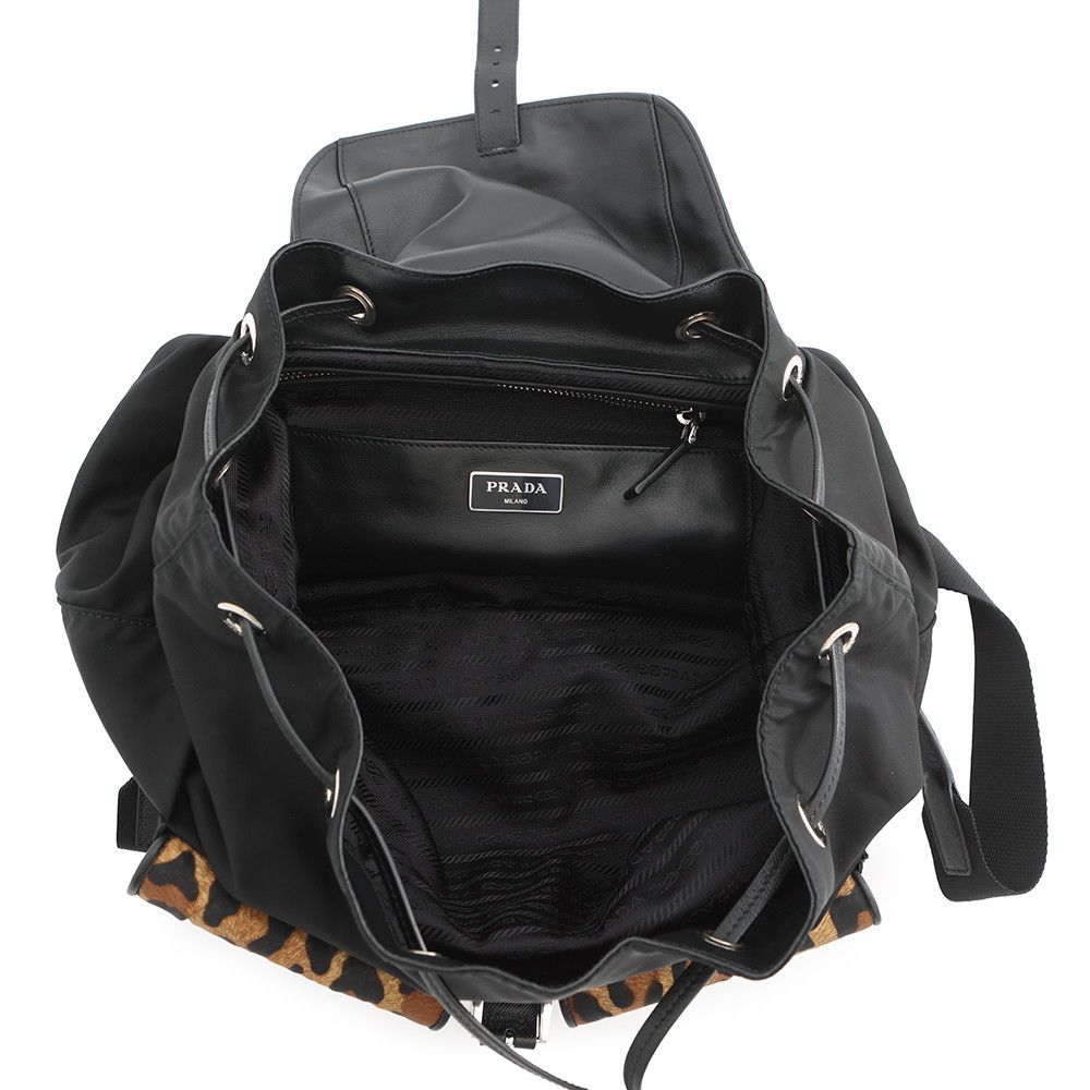 Prada Backpack Nylon Leopard Black — view 5