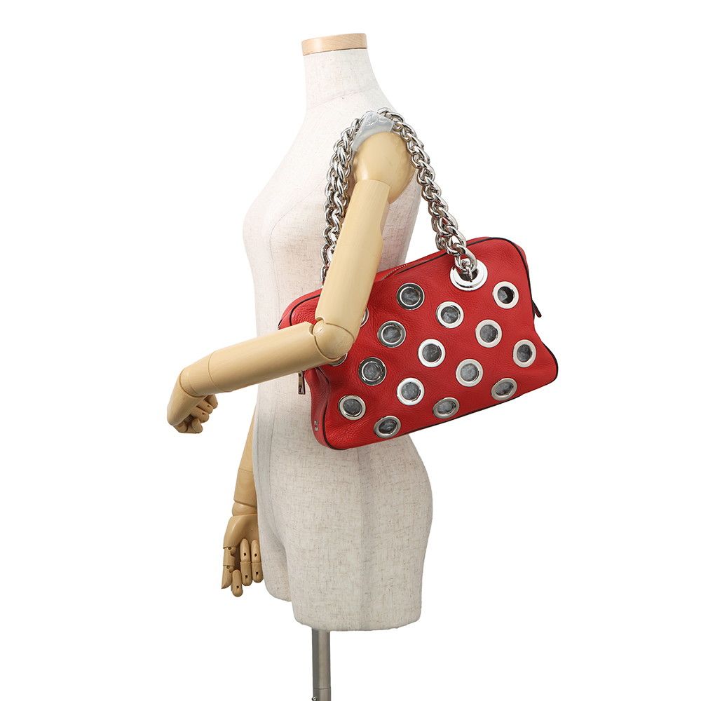 Prada Chain Handbag Perforated Leather — view 4