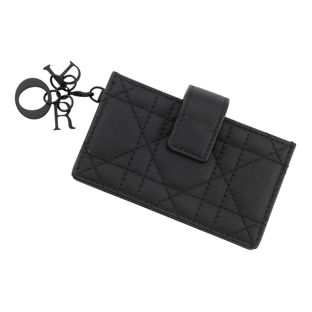 Dior Card Case Lady Jasmine Lambskin Business Holder Black