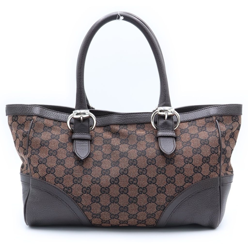 Gucci GG Campus Tote Brown Leather Canvas Silver — view 2