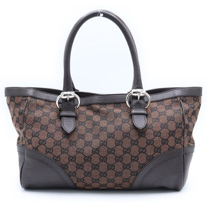 Gucci GG Campus Tote Brown Leather Canvas Silver — view 2
