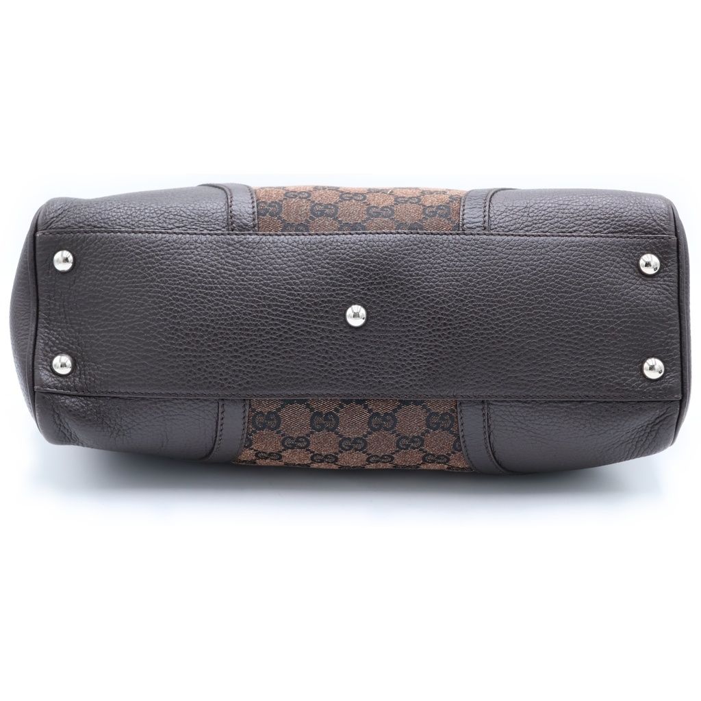 Gucci GG Campus Tote Brown Leather Canvas Silver — view 4