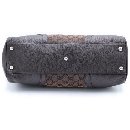 Gucci GG Campus Tote Brown Leather Canvas Silver — view 4