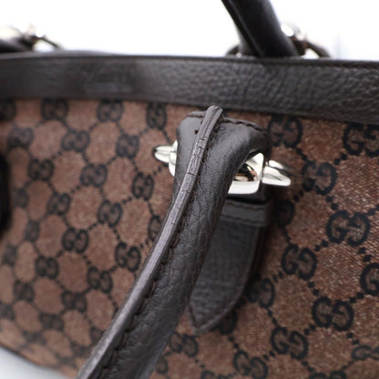 Gucci GG Campus Tote Brown Leather Canvas Silver — view 6