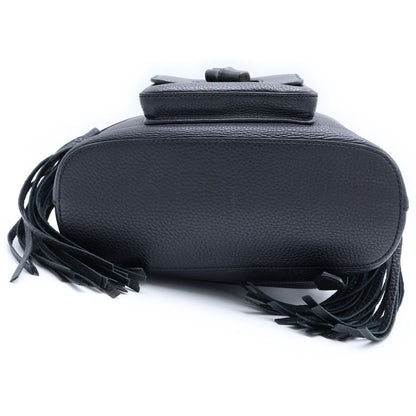 Gucci Bamboo Leather Small Backpack Black Tassel Calfskin Fringe Silver — view 4