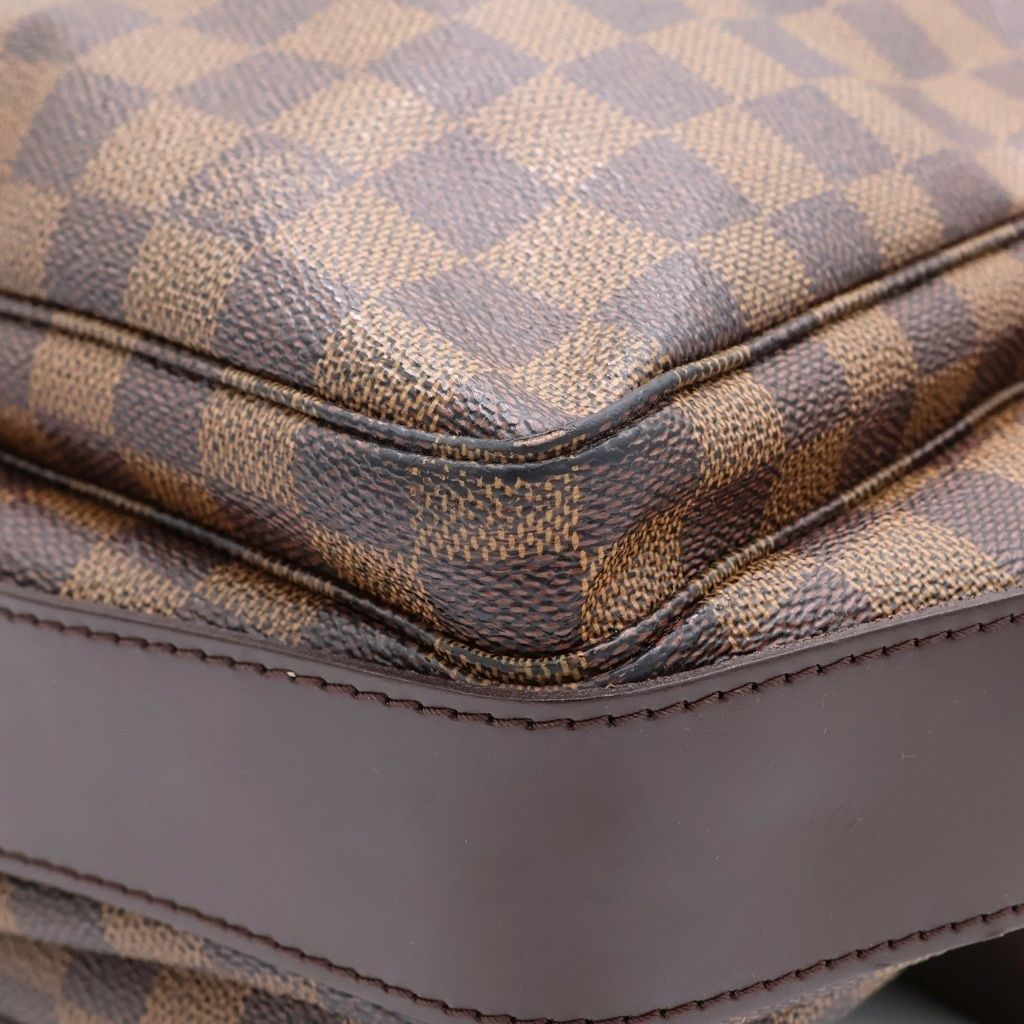 Louis Vuitton Damier Naviglio Shoulder Bag Brown Leather Gold — view 6