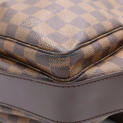 Louis Vuitton Damier Naviglio Shoulder Bag Brown Leather Gold — view 6