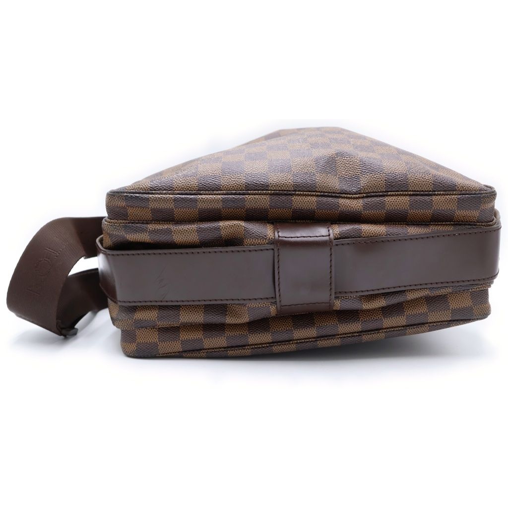 Louis Vuitton Damier Naviglio Shoulder Bag Brown Leather Gold — view 4