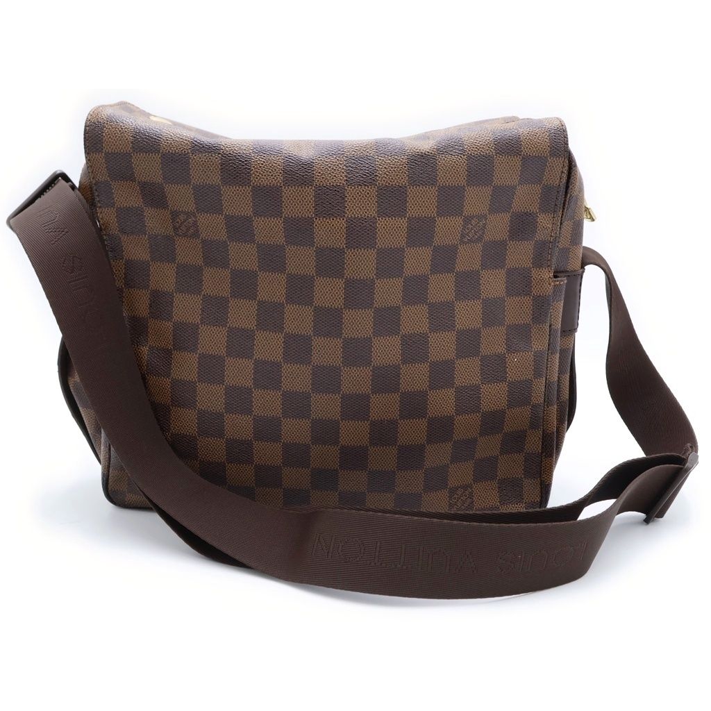Louis Vuitton Damier Naviglio Shoulder Bag Brown Leather Gold — view 2