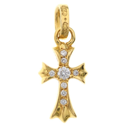 Chrome Hearts 22k Crs Baby Fat P Dia Fat Cross Pave Diamond Pendant Gold
