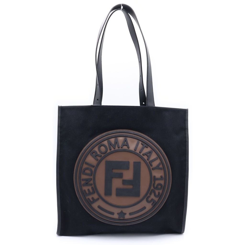 Fendi Lava Logo Canvas Tote Black Brown