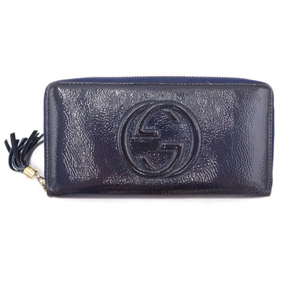 Gucci Soho Round Wallet Navy Patent Leather