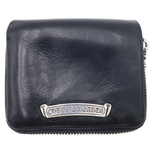 Chrome Hearts SQ Zip Bill Square Zip Leather Wallet Black