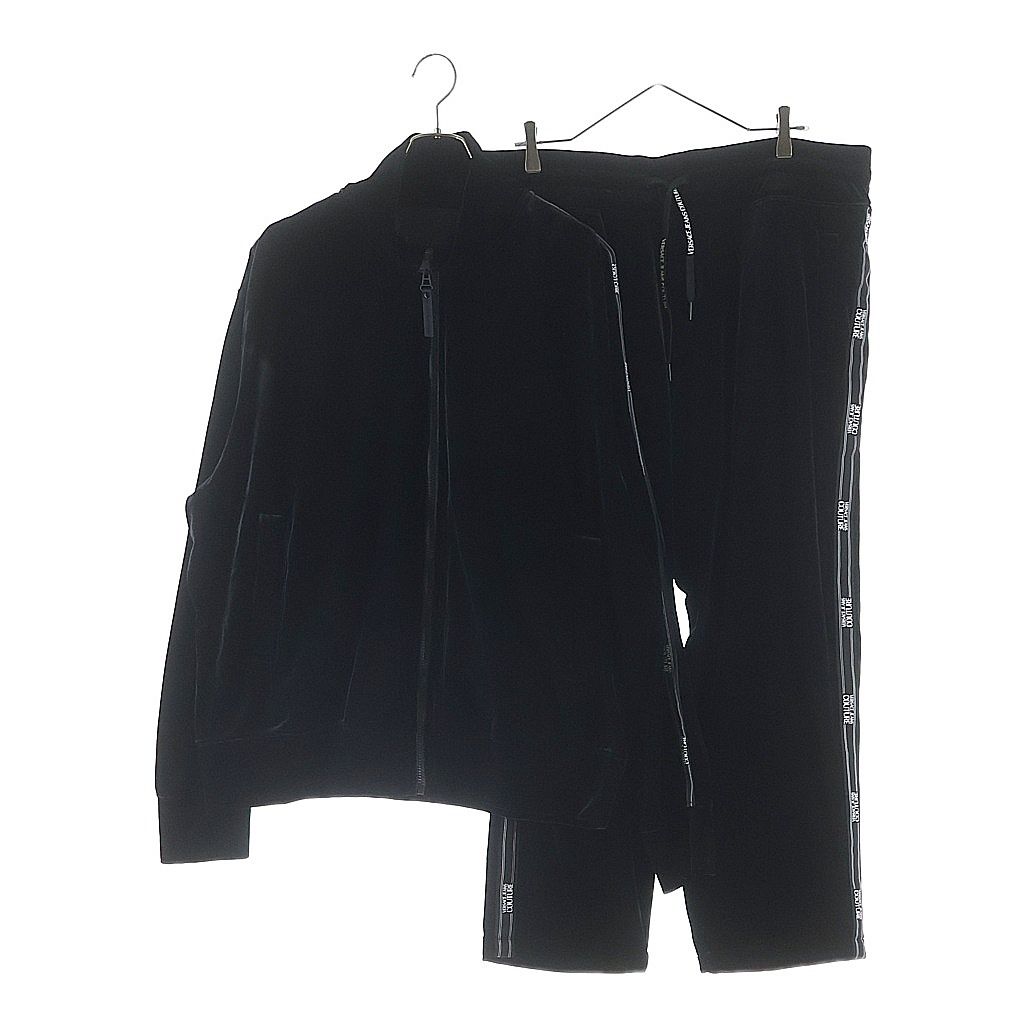 Versace Jeans Couture Set Velour Velvet Logo Print Zip Up Track Jacket Easy