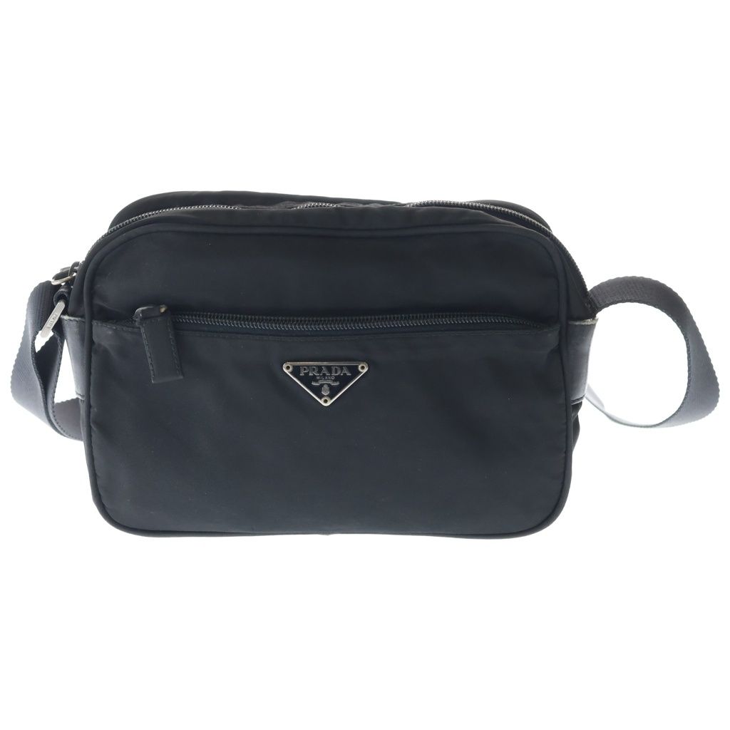 Prada Mini Shoulder Bag Black Nylon Silver