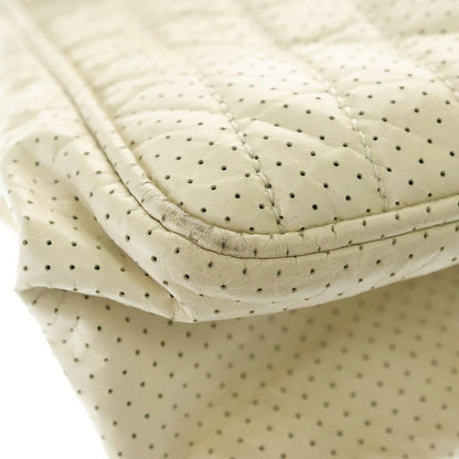 Chanel CC Logo Perforated Leather Shoulder Bag Ivory White Lambskin Silver — view 6